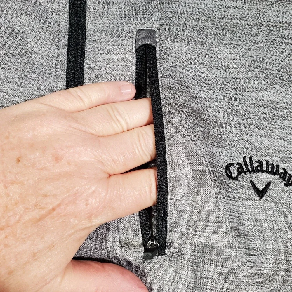 Callaway Golf Sweater Mens XL Gray 1/4 Zip Long Sleeve Pockets Pullover Active‎